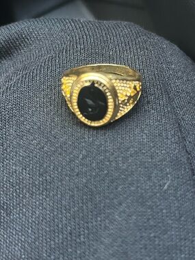 Gold-Tone Men’s Black Stone Signet Ring